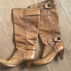 Tan Leather Knee-High Boots